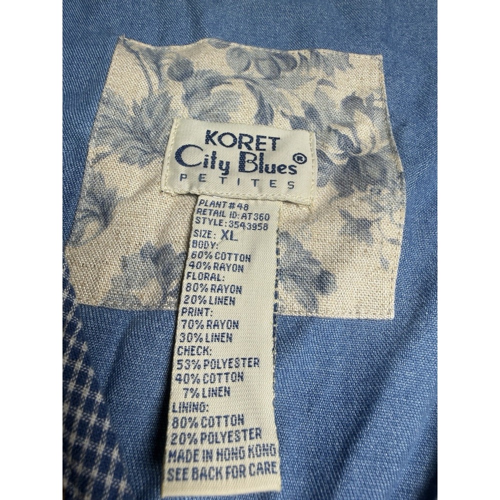 Koret City Blues Blue Floral Vest Cottagecore Prairie XL Petite Zip Up - Picture 2 of 4
